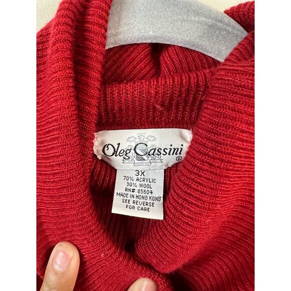 Oleg Cassini Women's Red Turtleneck Sweater Size 3X - Picture 2 of 3